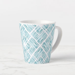 Wasserfarbe Modernes blaues Strickmuster Milchtasse