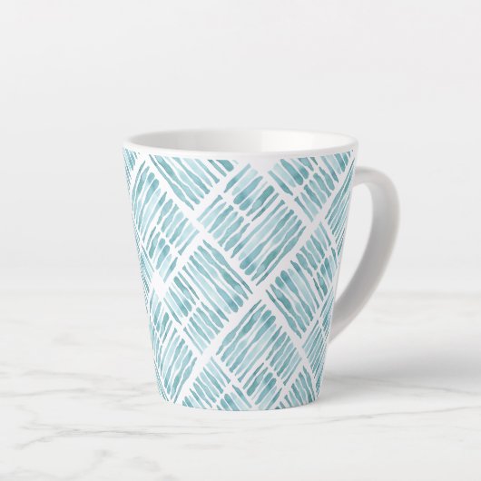 Wasserfarbe Modernes blaues Strickmuster Milchtasse (Rechte Ecke)