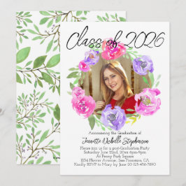 Wasserfarbe Modernes Foto 2025 Abschluss Einladung