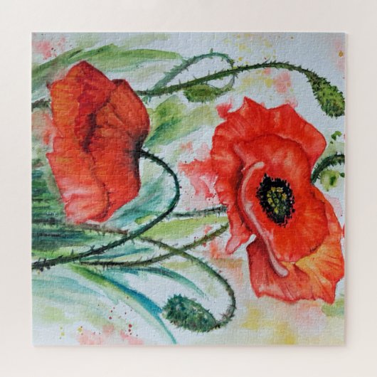 Wasserfarbe - Mohn Puzzle (Horizontal)