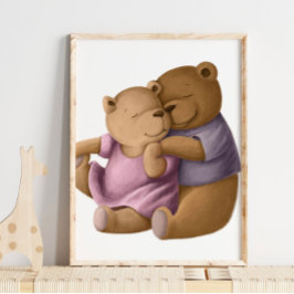 Wasserfarbe Momma und Daddy Bear | Bärenwand Poster