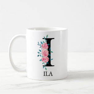 Wasserfarbe-Monogramm, einzelner Buchstabe I, Kaff Kaffeetasse