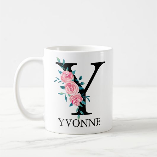 Wasserfarbe-Monogramm individuell einzelner Buchst Kaffeetasse (Links)