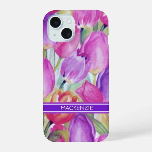 Wasserfarbe Monogramm iPhone 15 Hülle (Rückseite)