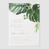 Wasserfarbe Monstera Blätter Sommer Abschluss Pergament Einladungen (Vorderseite)