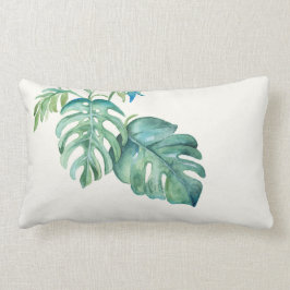 Wasserfarbe Monstera Leaf Lumbar Kissen