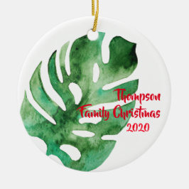 Wasserfarbe Monstera Leaf, Weihnachten der Familie Keramik Ornament