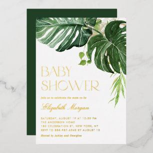 Wasserfarbe Monstera Vegetation Tropische Babydusc Folieneinladung