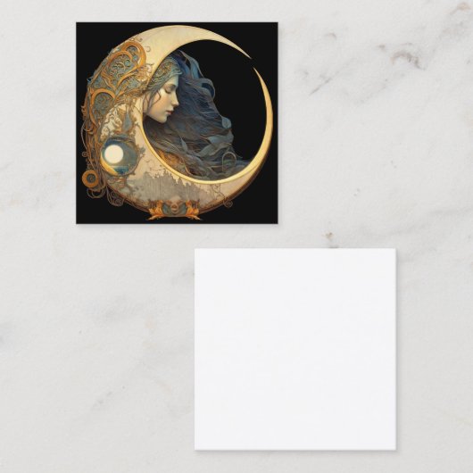 Wasserfarbe Moon Goddess Quadratische Visitenkarte (Vorne/Hinten)