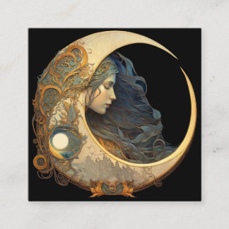 Wasserfarbe Moon Goddess Quadratische Visitenkarte