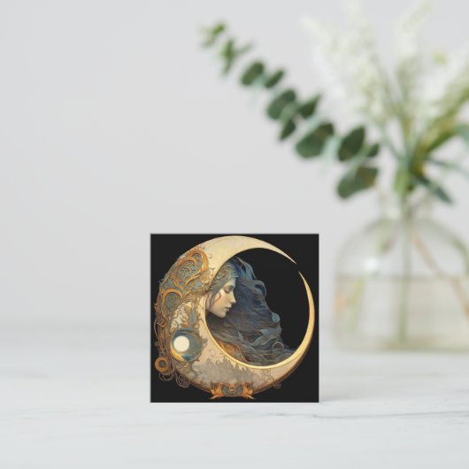 Wasserfarbe Moon Goddess Quadratische Visitenkarte (Stehend Vorderseite)