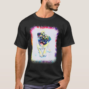 Wasserfarbe-Mops-Hund-Junge-Mädchen-Tie-Dye-Bleich T-Shirt