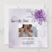 Wasserfarbe Morada Save the Date Hochzeitkarte Einladung (Vorderseite)