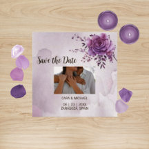 Wasserfarbe Morada Save the Date Hochzeitkarte