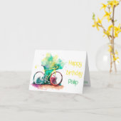 Wasserfarbe MTB, Mountainbike Radfahrer Geburtstag Karte (Gelbe Blume)
