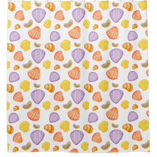 Wasserfarbe Muscheln farbenfroher Duschvorhang (Vorderseite)