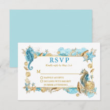 Wasserfarbe Muscheln Korallenküste Hochzeit Gold