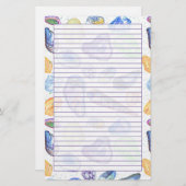 Wasserfarbe Muscheln Lila Linde Briefpapier (Vorne/Hinten)