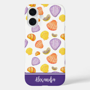 Wasserfarbe Muscheln mit Name iPhone Fall 16 Hülle