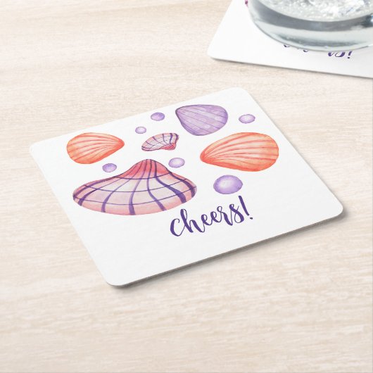 Wasserfarbe Muscheln Nautische Untersetzer (angewinkelt)