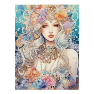 Wasserfarbe Mysteriös Maiden Poster