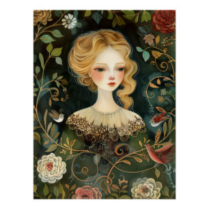 Wasserfarbe Mysteriös Maiden Poster