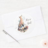 Wasserfarbe mystischer Fuchs Es ist ein Girl Stick Runder Aufkleber (Umschlag)