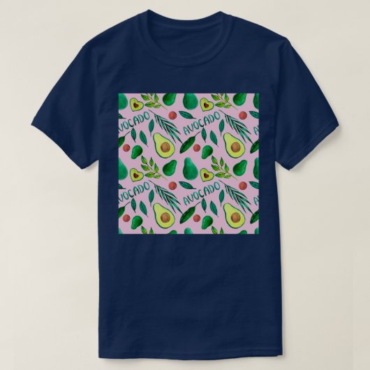Wasserfarbe nahtlos mit Avocado und Blätter T-Shirt (Design vorne)