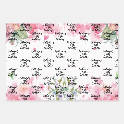 Wasserfarbe, Name der Blumenschrift hübsch Geschenkpapier Set (Vorderseite 2)