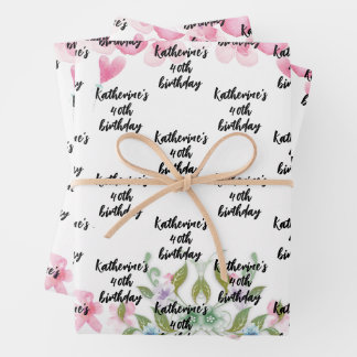 Wasserfarbe, Name der Blumenschrift hübsch Geschenkpapier Set