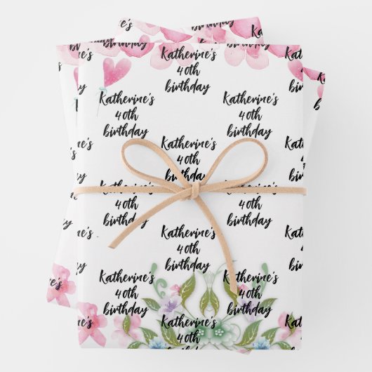 Wasserfarbe, Name der Blumenschrift hübsch Geschenkpapier Set (Beispiel)