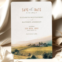 Wasserfarbe Napa Täler Save the Date Weinberge