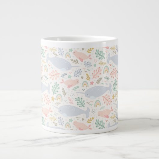 Wasserfarbe Narwhal & Siegel Muster Jumbo-Tasse (Vorderseite)