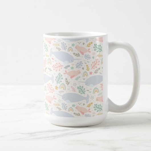 Wasserfarbe Narwhal & Siegel Muster Kaffeetasse (Rechts)