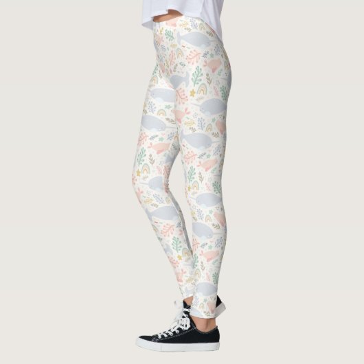 Wasserfarbe Narwhal & Siegel Muster Leggings (Links)