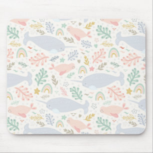 Wasserfarbe Narwhal & Siegel Muster Mousepad