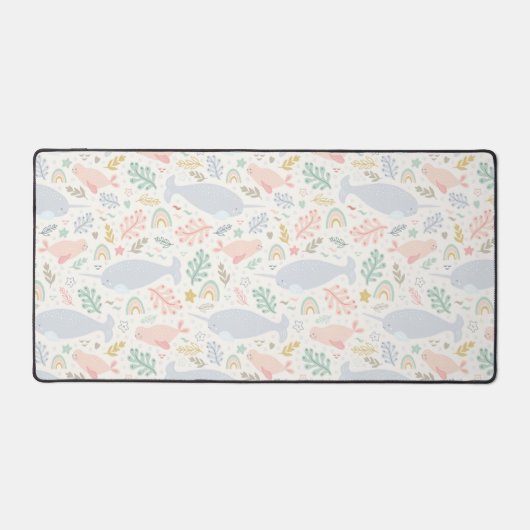 Wasserfarbe Narwhal & Siegel Muster Schreibtischunterlage (Vorderseite)