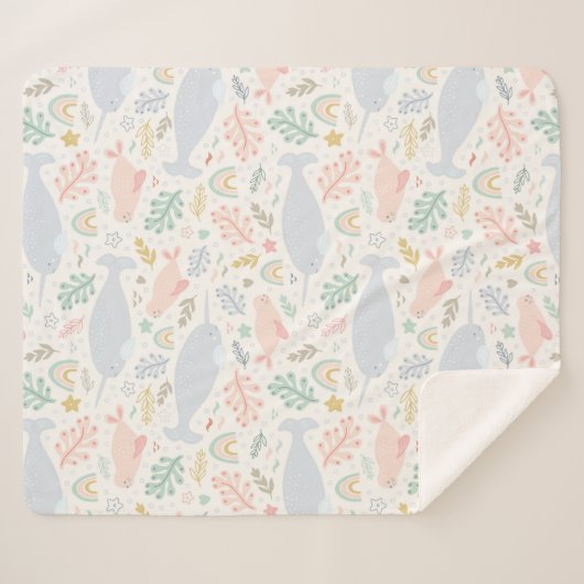 Wasserfarbe Narwhal & Siegel Muster Sherpadecke (Vorderseite (Horizontal))