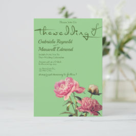 Wasserfarbe Natur Grüne Peony Hochzeit Einladung