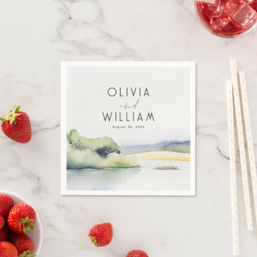 Wasserfarbe Natur Romantisch Serviette (Beispiel)