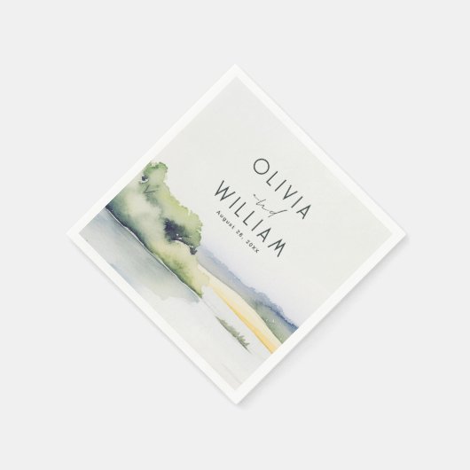 Wasserfarbe Natur Romantisch Serviette (Ecke)