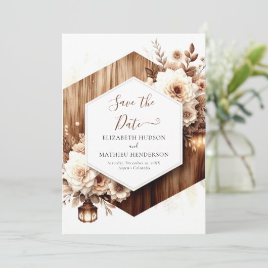 Wasserfarbe Natur Rustikale Hochzeit Save The Date (Stehend Vorderseite)