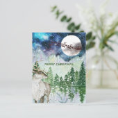 Wasserfarbe Natur Weihnachtsmann Rentiere Hirsch Postkarte (Stehend Vorderseite)