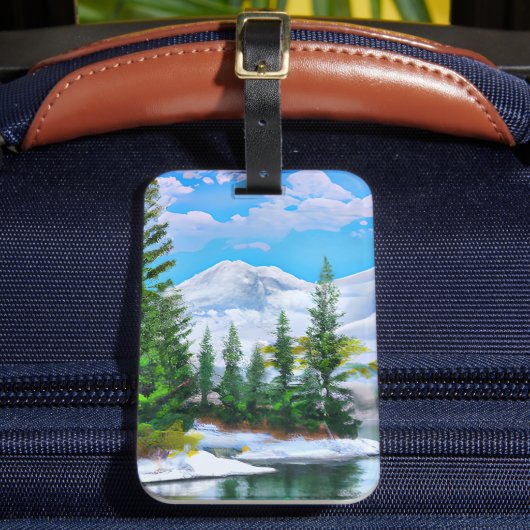 Wasserfarbe Natur Winter Schneefall Malerei Gepäckanhänger (Vorderseite Insitu 2)