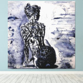 Wasserfarbe - Naturdame - Schwarz & Weiß Leinwanddruck (Insitu (Holzboden))