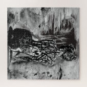 Wasserfarbe - Naturdame - Schwarz-Weiß-Malerei Puzzle (Horizontal)