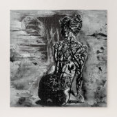 Wasserfarbe - Naturdame - Schwarz-Weiß-Malerei Puzzle (Vertikal)