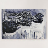 Wasserfarbe - Naturdame - Schwarz & Weiß - Puzzle (Horizontal)