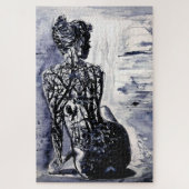 Wasserfarbe - Naturdame - Schwarz & Weiß - Puzzle (Vertikal)