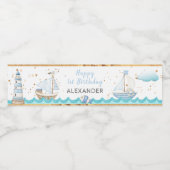 Wasserfarbe Nautic 1. Geburtstag Wasserflaschenetikett (Einzelnes Label)